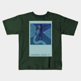 Aquarius the Water Bearer, Vintage Signs of the Zodiac Kids T-Shirt